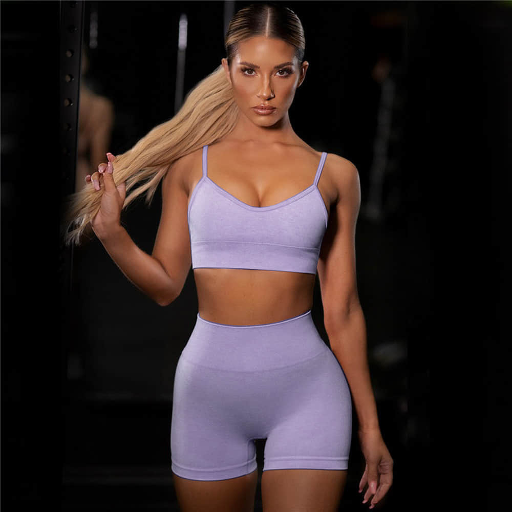 Women Seamless Sportswear Quick Dry Workout Leggings Suit Activewear Sports Plus Size