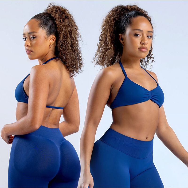 High-elasticity Sports Halter-neck Bra Nylon-Spandex Yoga Top