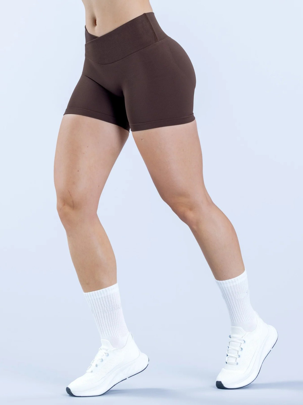 Patchwork Criss-cross Waist Butt-lifting Low-waist Seamless Fitness Yoga Shorts