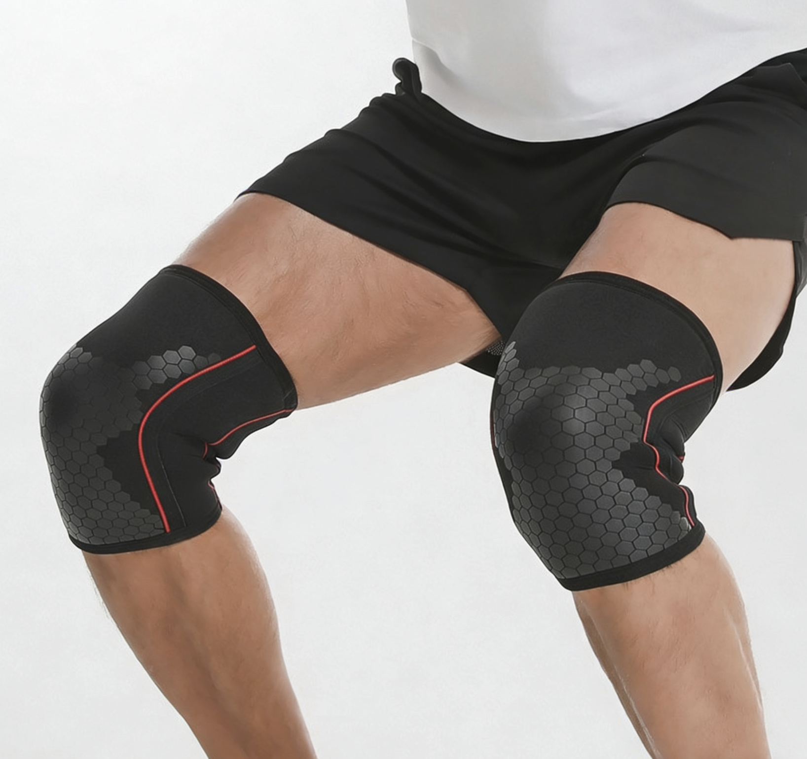 Neoprene Compression Knee Brace with Silicone Anti-slip Protection for Weightlifting Squats Strength