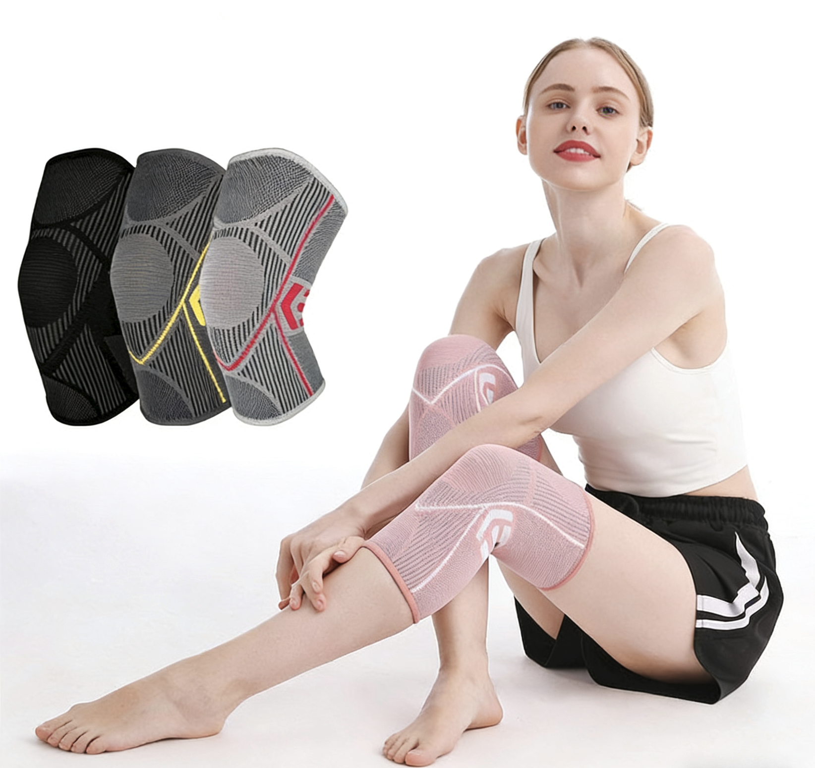 Nylon Silicone Anti-slip Warm Knee Brace with Elastic Knit Design Breathable Leg Protection 