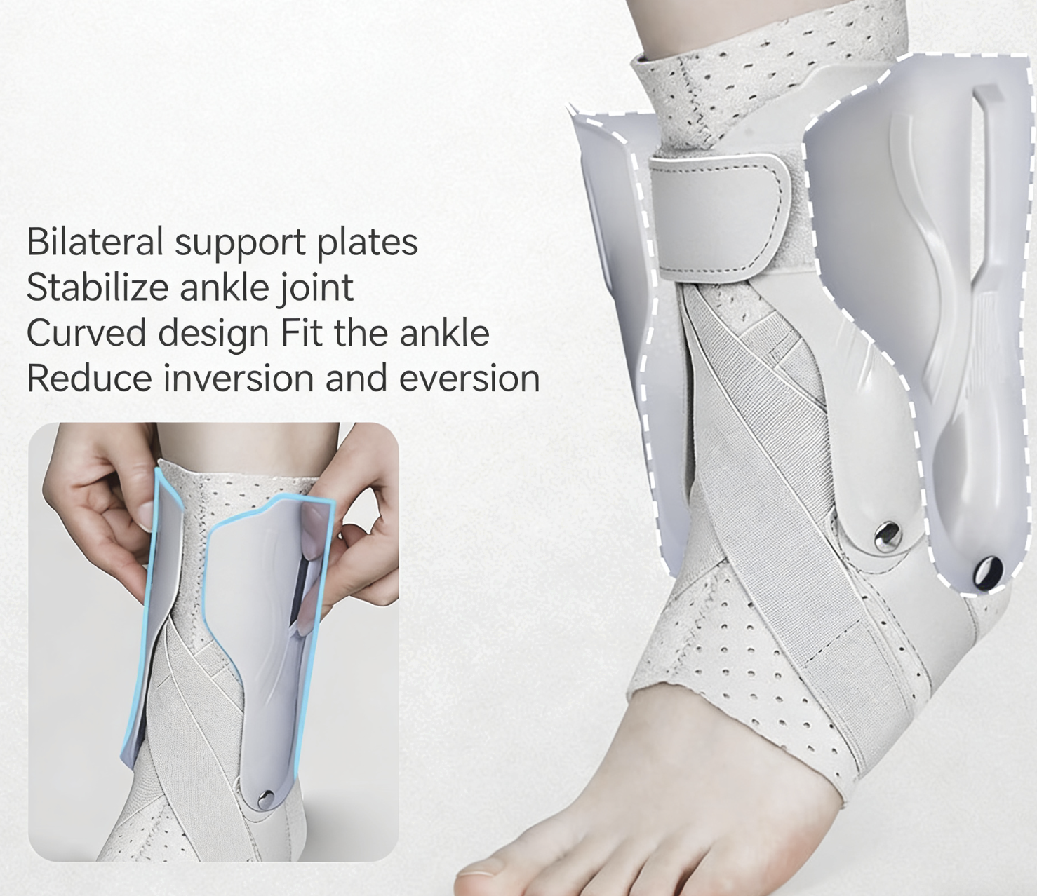 Breathable Figure-eight strap Ankle Brace with Support Plate for Fixation