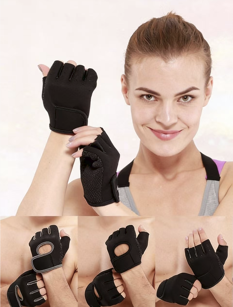 Anti-slip Breathable Outdoor Sports Gloves Half-finger Design for Fitness