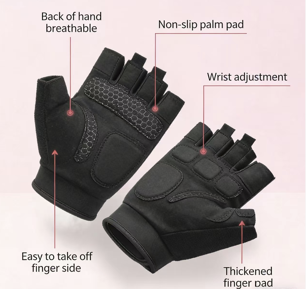 Non-slip Breathable Half-finger Gloves Fitness Gloves Thickened Design