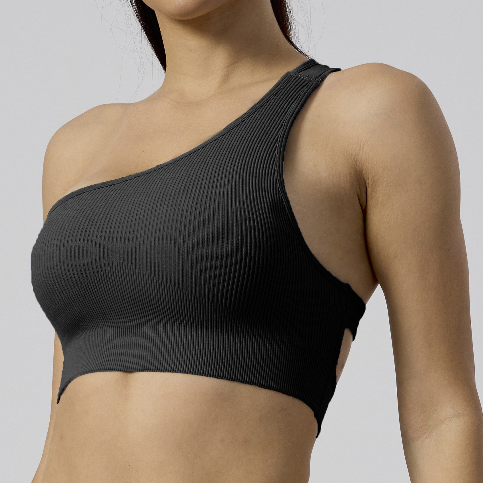 Seamless Yoga Outfit for Women Sports Bra One-shoulder Top Fitness Wear