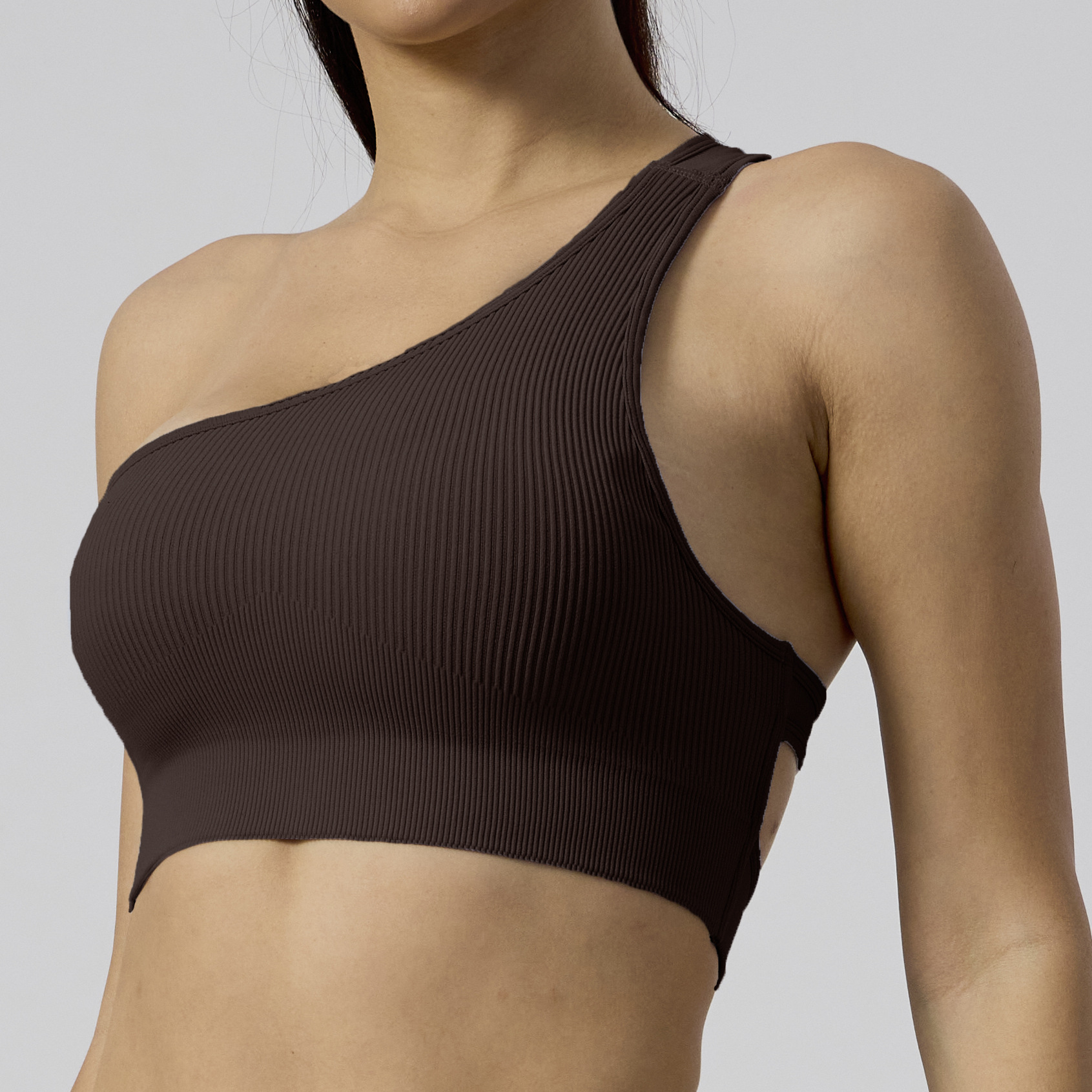 Seamless Yoga Outfit for Women Sports Bra One-shoulder Top Fitness Wear