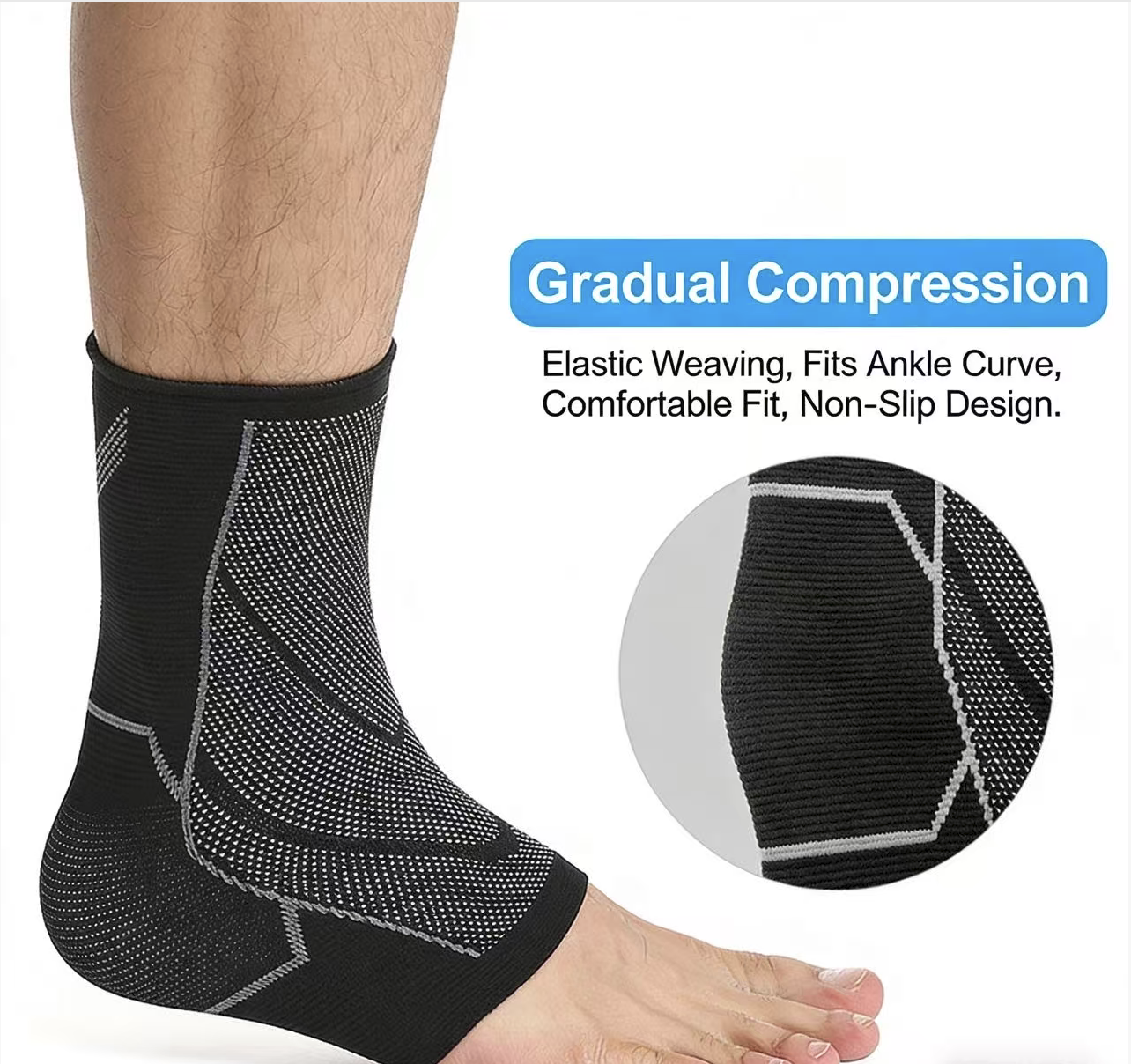 Knitted Ankle Support Brace Breathable Compression Ankle Sleeve Protector