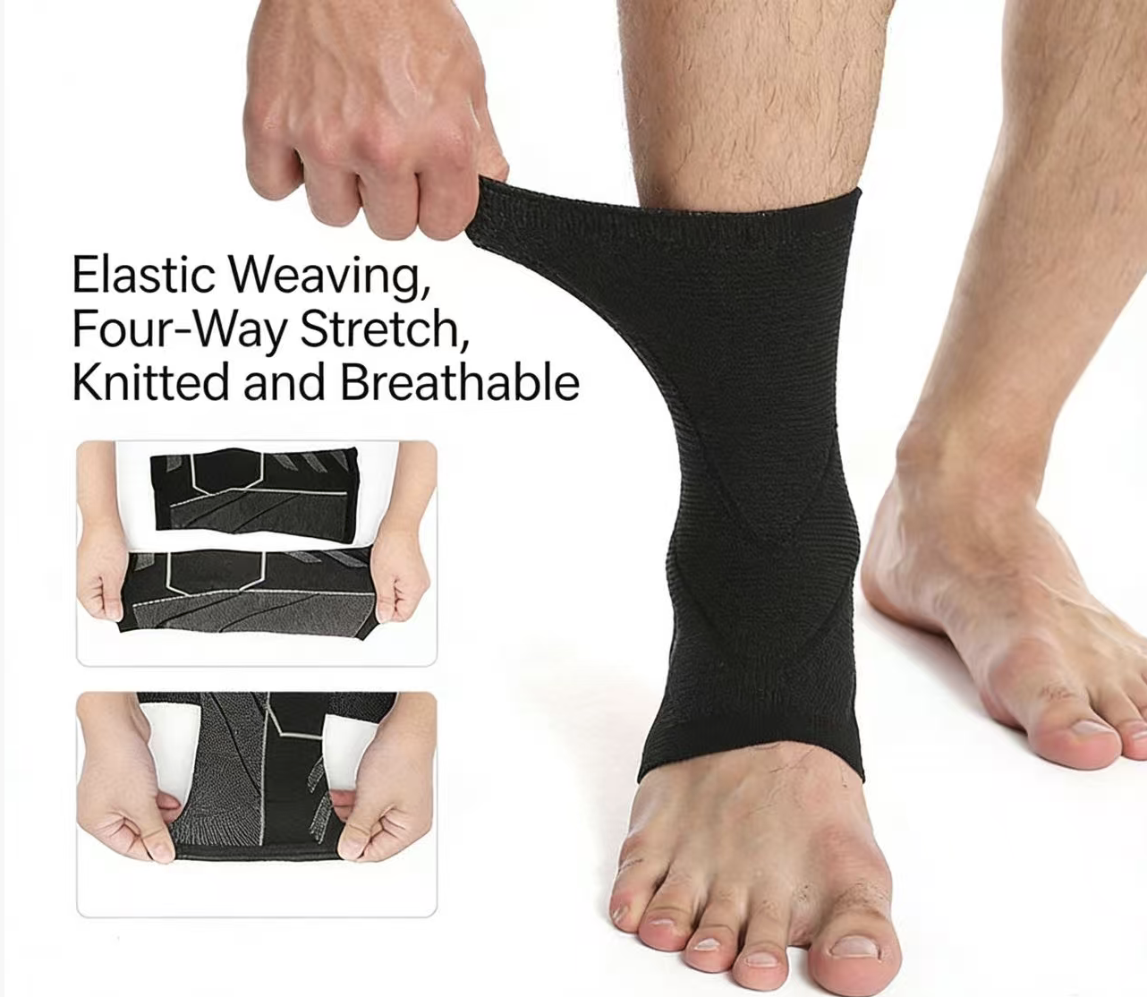 Knitted Ankle Support Brace Breathable Compression Ankle Sleeve Protector