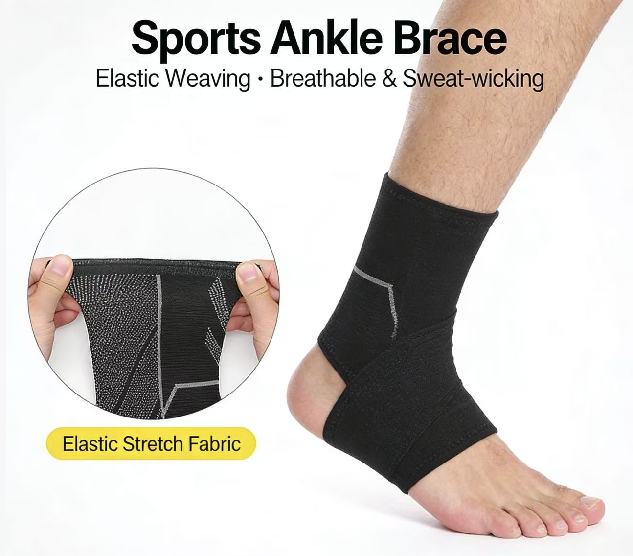 Knitted Ankle Support Brace Breathable Compression Ankle Sleeve Protector