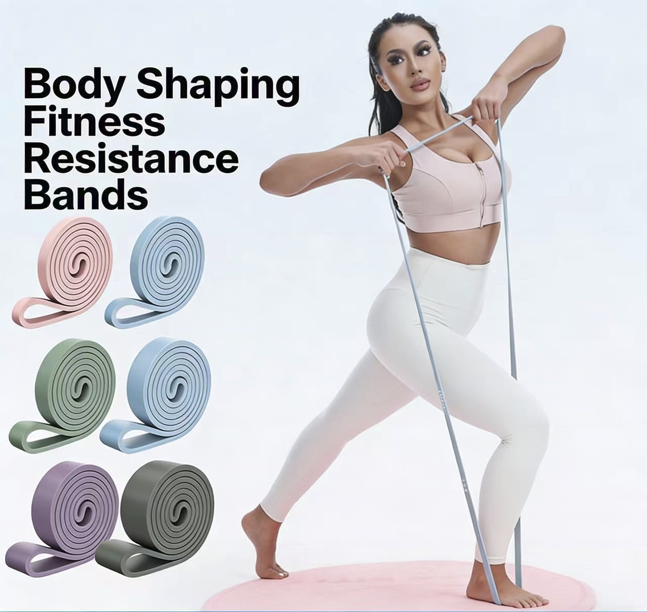Fitness Resistance Band for Squats and Stretching Glutes Shoulders Arms and Sore Strength Training 