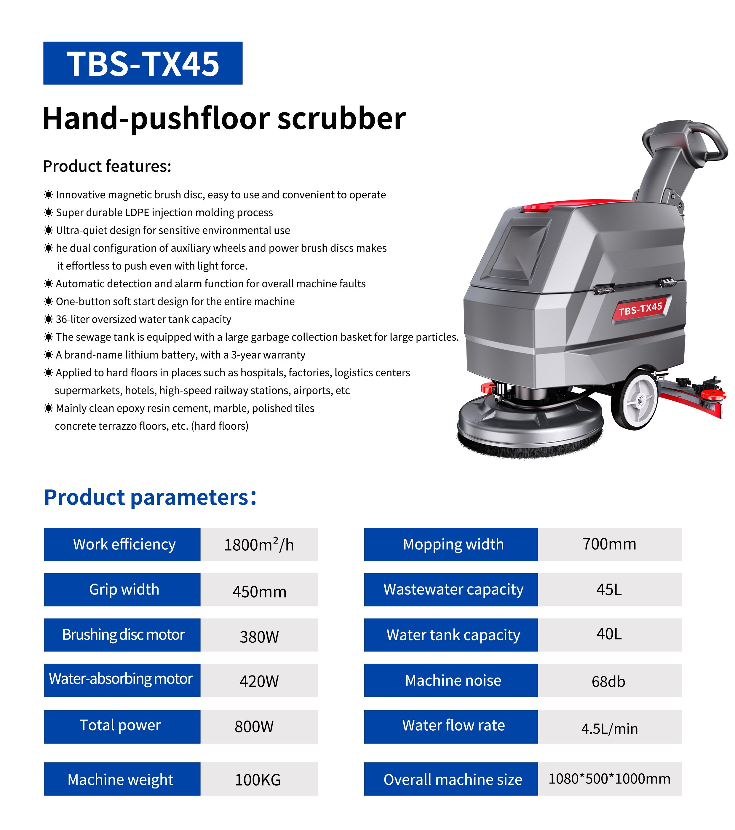 450mm Walk Behind Floor Scrubber Automatic Floor Scrubber Machine for Professional Industrial Clean