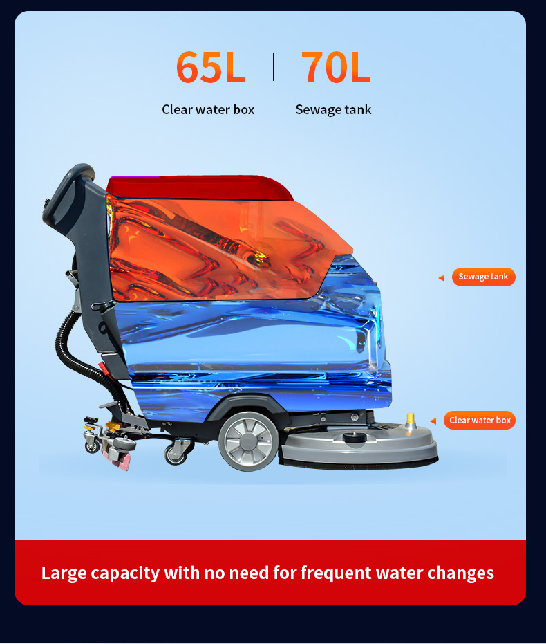 530mm Walk Behind Floor Scrubber Dryer 24V 100Ah Battery Powered Commercial Cleaning Machine Factory