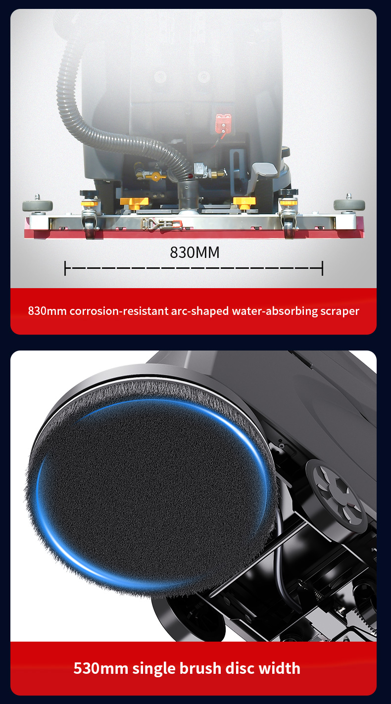 530mm Walk Behind Floor Scrubber Dryer 24V 100Ah Battery Powered Commercial Cleaning Machine Factory