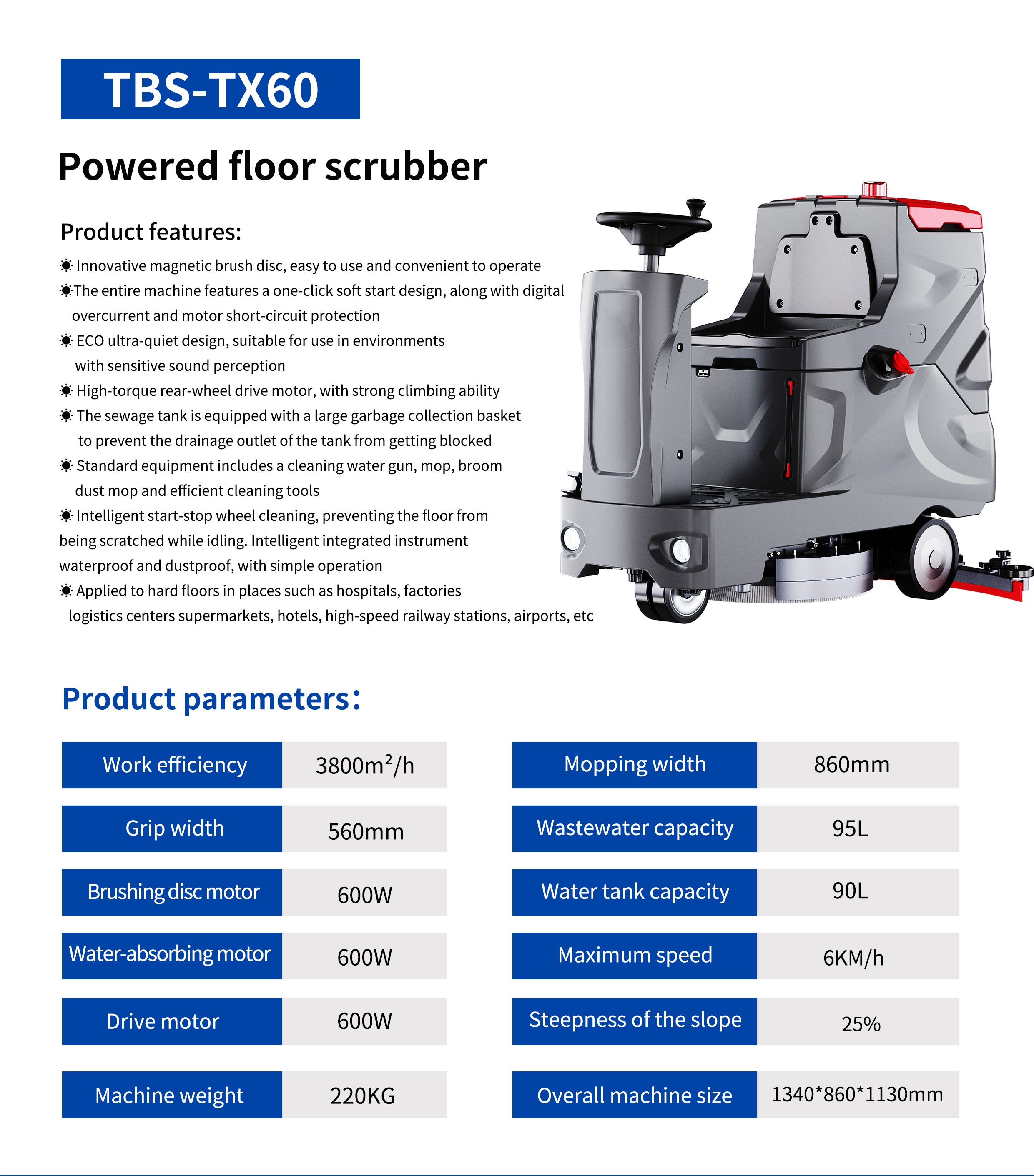 24V Battery Ride-On Floor Sweeper Cold Water Cleaning Machine for Warehouse Workshop 