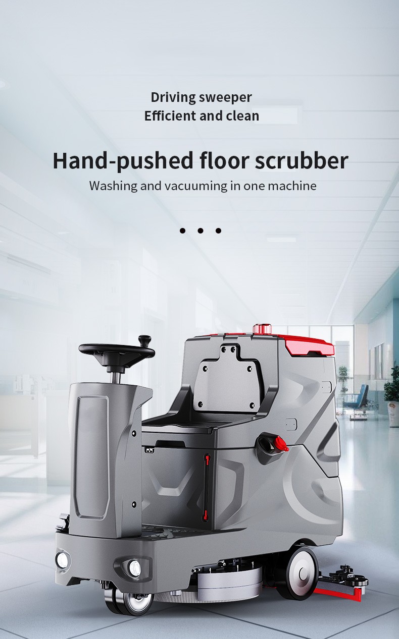 24V Battery Ride-On Floor Sweeper Cold Water Cleaning Machine for Warehouse Workshop 