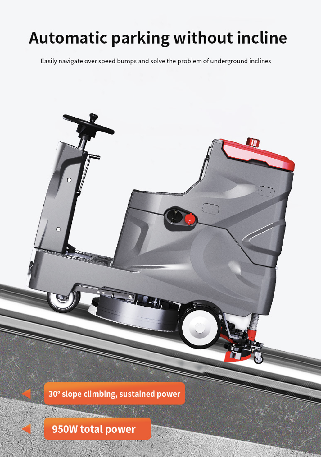 24V Battery Ride-On Floor Sweeper Cold Water Cleaning Machine for Warehouse Workshop 