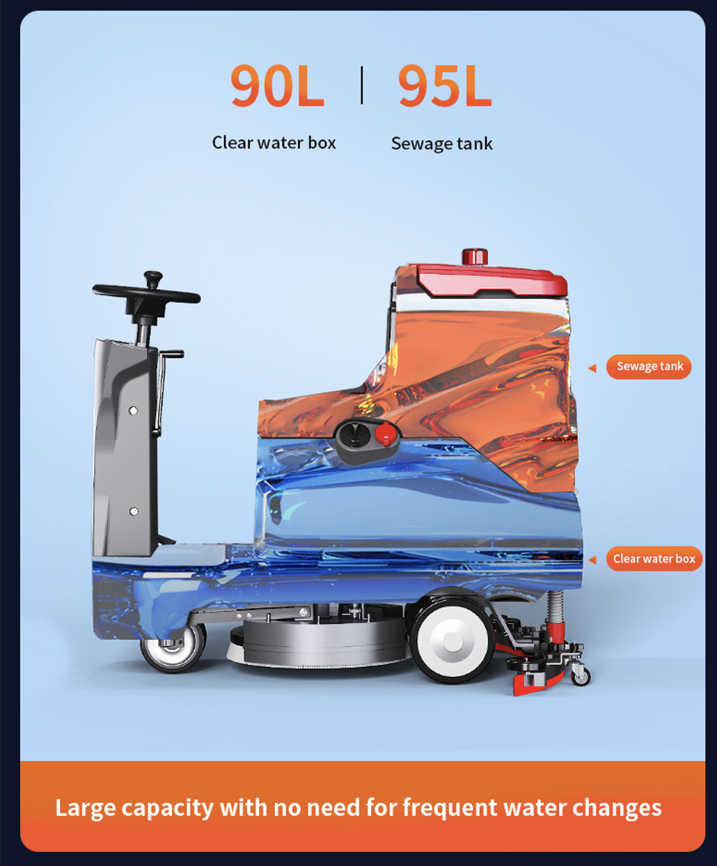 24V Battery Ride-On Floor Sweeper Cold Water Cleaning Machine for Warehouse Workshop 