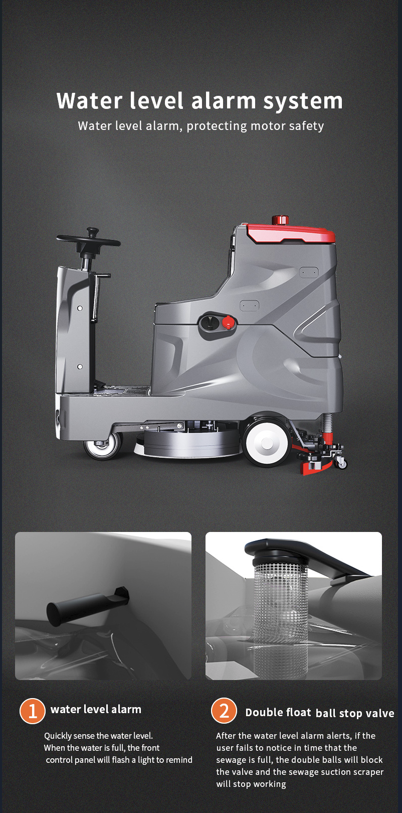 24V Battery Ride-On Floor Sweeper Cold Water Cleaning Machine for Warehouse Workshop 