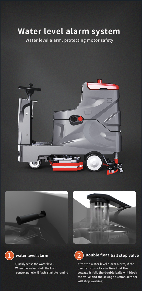 Industrial Heavy Duty Floor Scrubber Dryer Battery Powered Large Tank Cleaning Machine for Factory