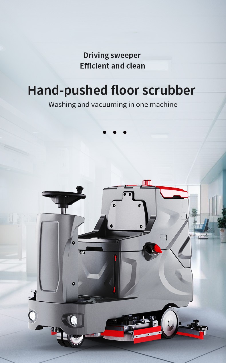 Industrial Heavy Duty Floor Scrubber Dryer Battery Powered Large Tank Cleaning Machine for Factory