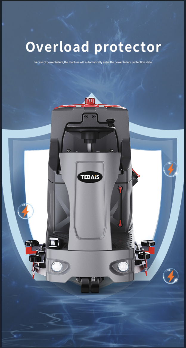 Industrial Heavy Duty Floor Scrubber Dryer Battery Powered Large Tank Cleaning Machine for Factory