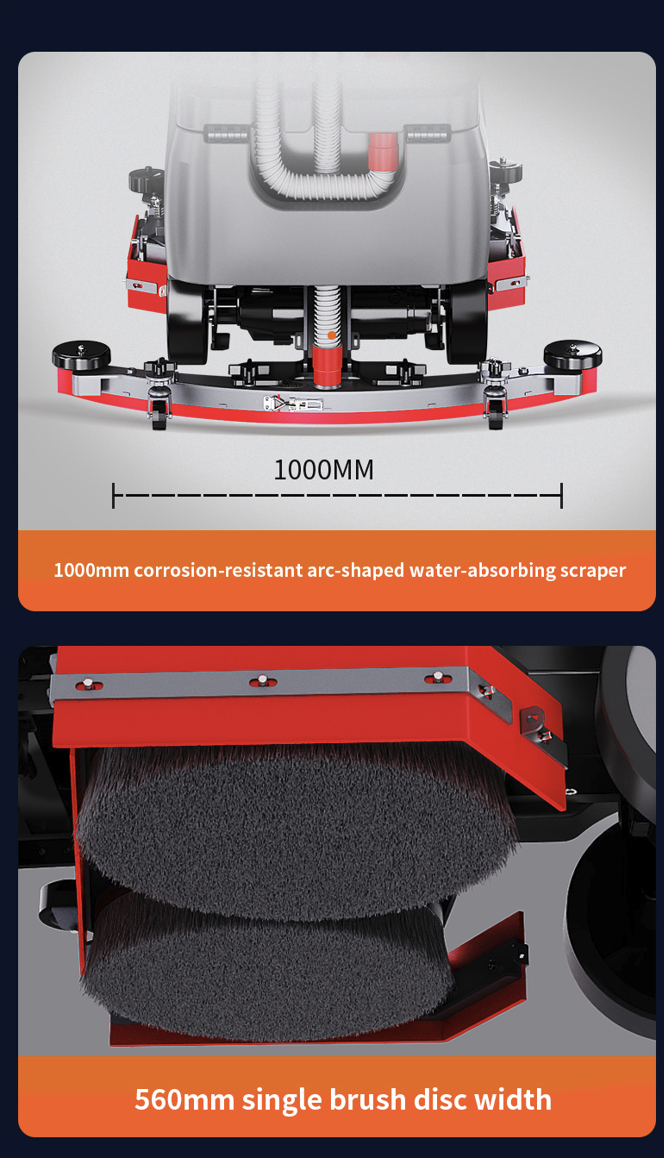 Industrial Heavy Duty Floor Scrubber Dryer Battery Powered Large Tank Cleaning Machine for Factory