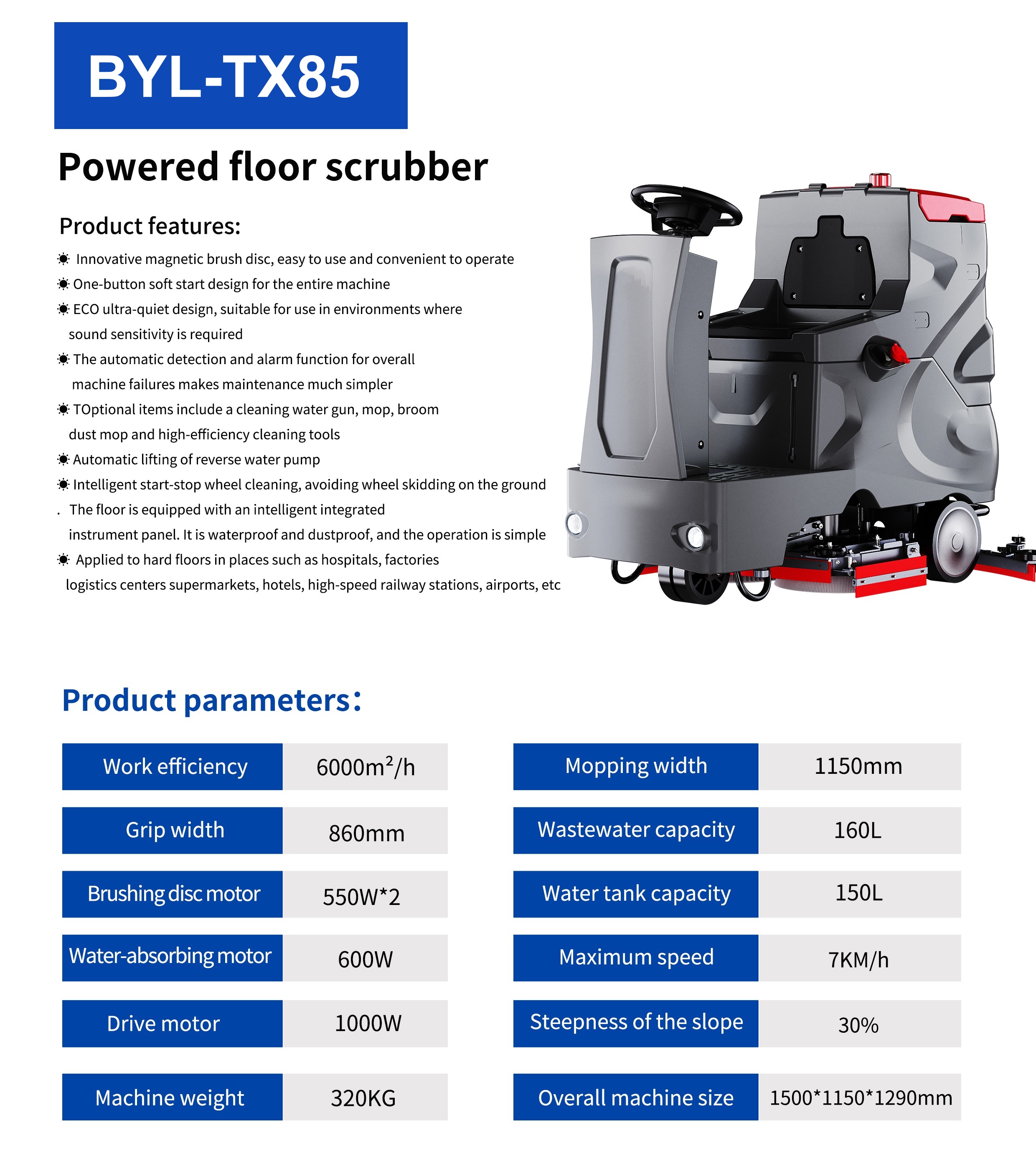 TX85 Washing Mopping Drying 3 in 1 Automatic Scrubber Street Sweeper Machine Industrial Floor Washer TX85 Washing Mopping Drying 3 in 1 Automatic Scrubber Street Sweeper Machine Industrial Floor Washer