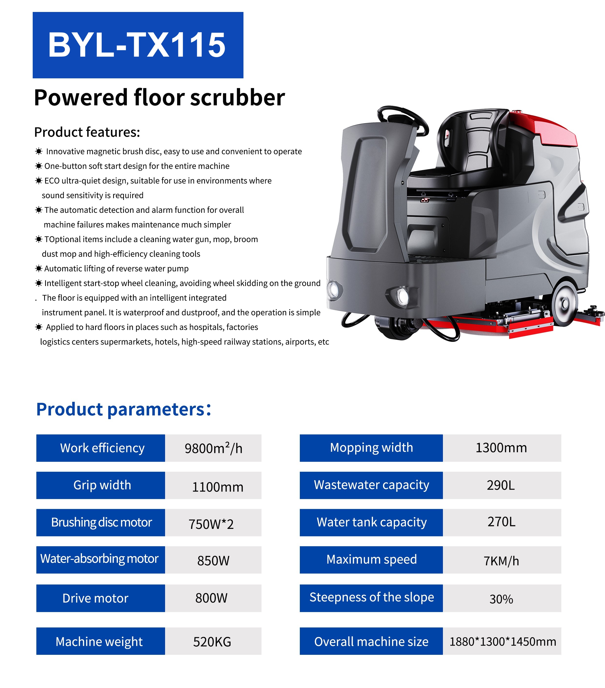 High Power Motor Floor Scrubber Floor Cleaning Auto Operation Ride on Electric Floor Scrubber High Power Motor Floor Scrubber Floor Cleaning Auto Operation Ride on Electric Floor Scrubber