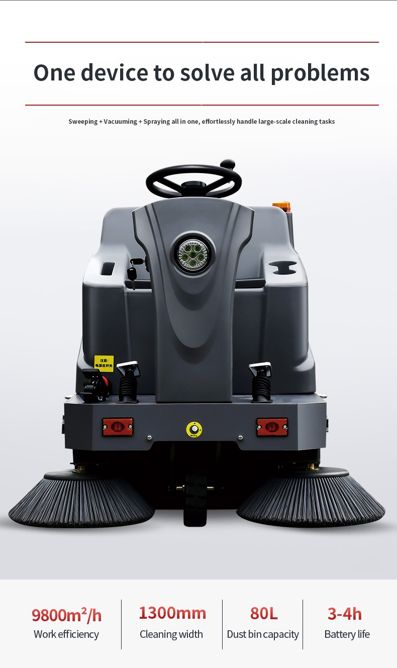Street Cleaning Machine Road Vacuum Sweeper Ride on Outdoor Floor Sweeper Industrial Self-unloading 