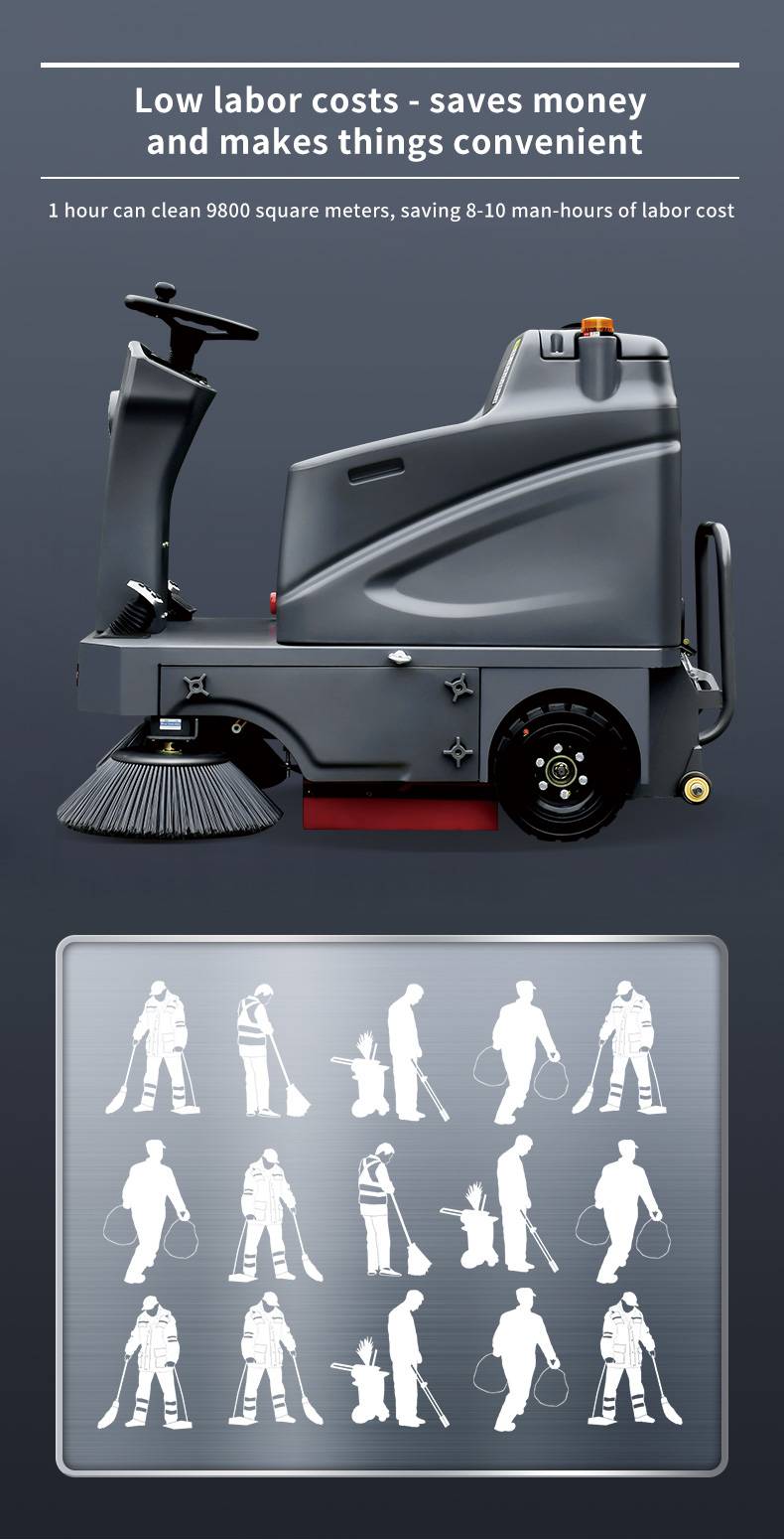 Street Cleaning Machine Road Vacuum Sweeper Ride on Outdoor Floor Sweeper Industrial Self-unloading 