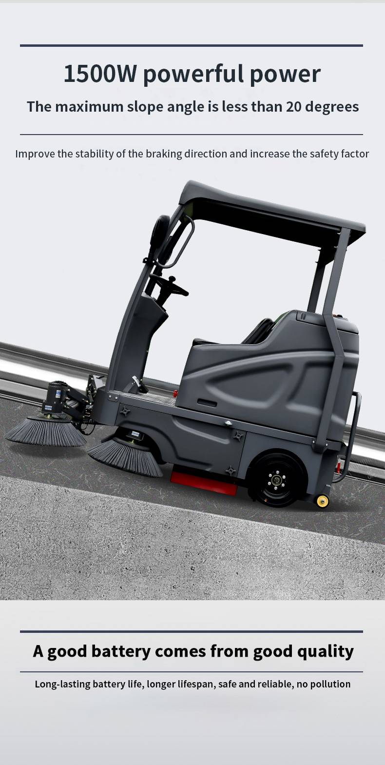 An Electric Riding-type Self-propelled High-efficiency Sweeping Machine with Long Battery Life 