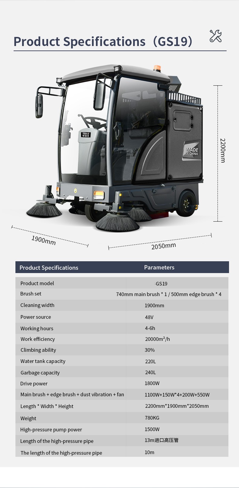 Electric Floor Sweeper GS19 Seat Driving Model Box Floor Washer Cleaning Machine for Road Washer