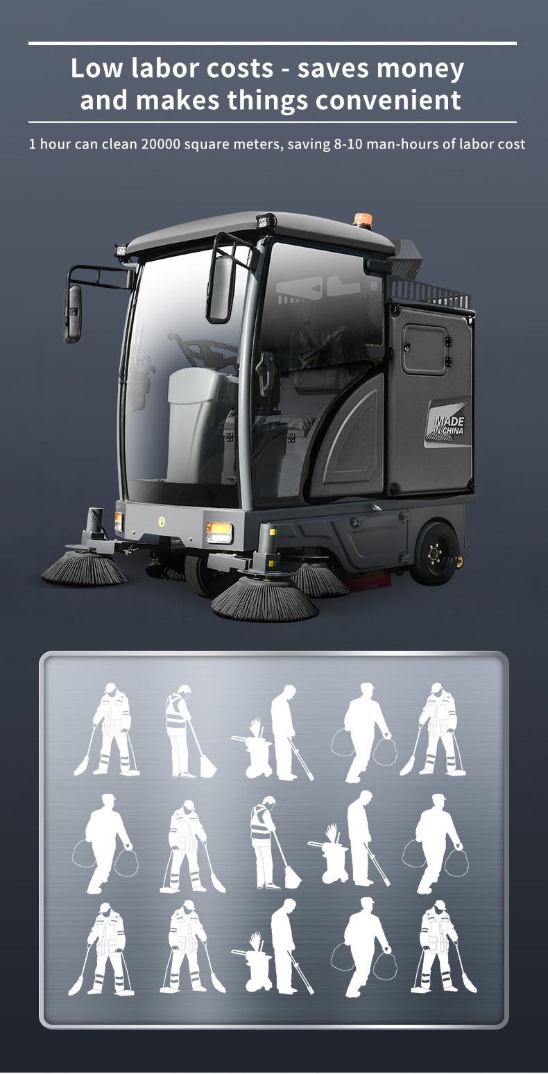 Electric Floor Sweeper GS19 Seat Driving Model Box Floor Washer Cleaning Machine for Road Washer
