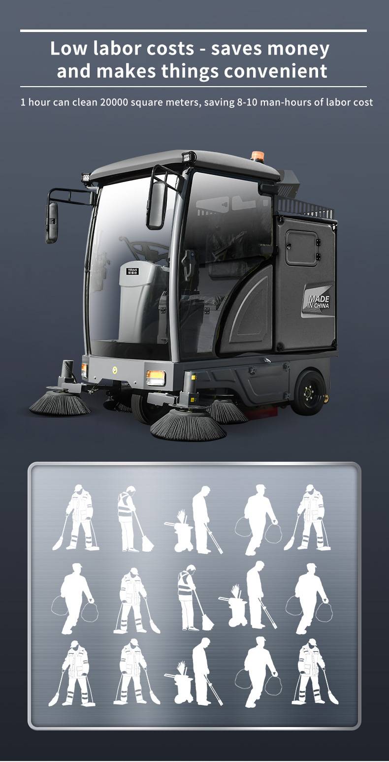 Electric Floor Sweeper GS19 Seat Driving Model Box Floor Washer Cleaning Machine for Road Washer