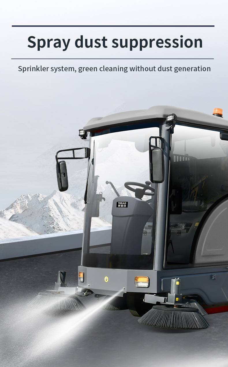 Professional Floor Scrubber 48V Battery Powered Ride-on Floor Sweeper Road Street Sweepers