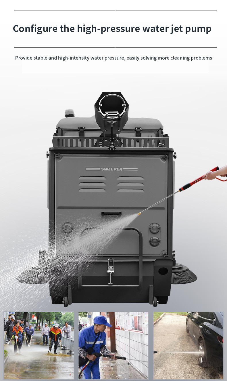 Professional Floor Scrubber 48V Battery Powered Ride-on Floor Sweeper Road Street Sweepers