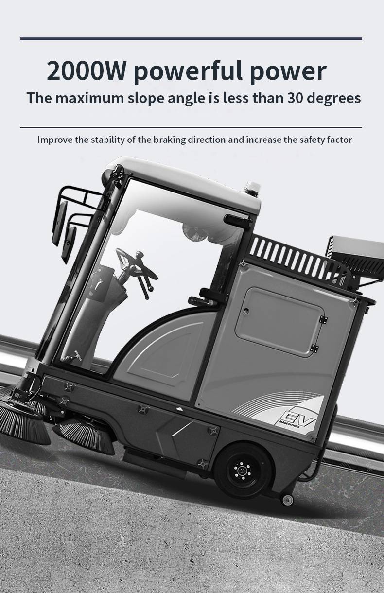 Professional Floor Scrubber 48V Battery Powered Ride-on Floor Sweeper Road Street Sweepers