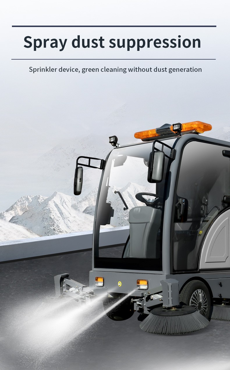 Ride-on Sweeper Vacuum Sweeping Integrated Pre-spraying Dust Suppression System Street Cleaning