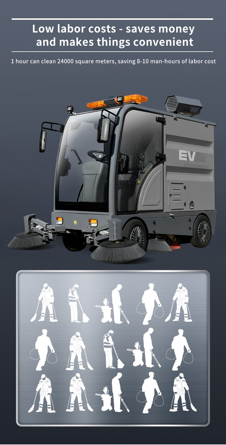 Ride-on Sweeper Vacuum Sweeping Integrated Pre-spraying Dust Suppression System Street Cleaning