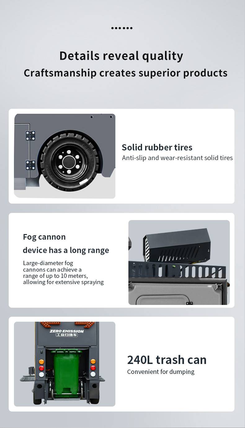 Ride-on Sweeper Vacuum Sweeping Integrated Pre-spraying Dust Suppression System Street Cleaning