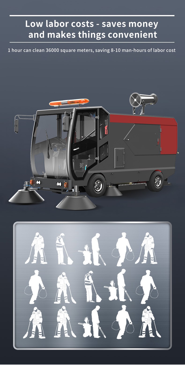  Industrial Ride-on Manual Sweeper Spraying Factory Workshop Park Road Garbage Cleaning Vehicle 