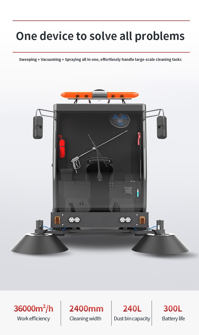  Industrial Ride-on Manual Sweeper Spraying Factory Workshop Park Road Garbage Cleaning Vehicle 