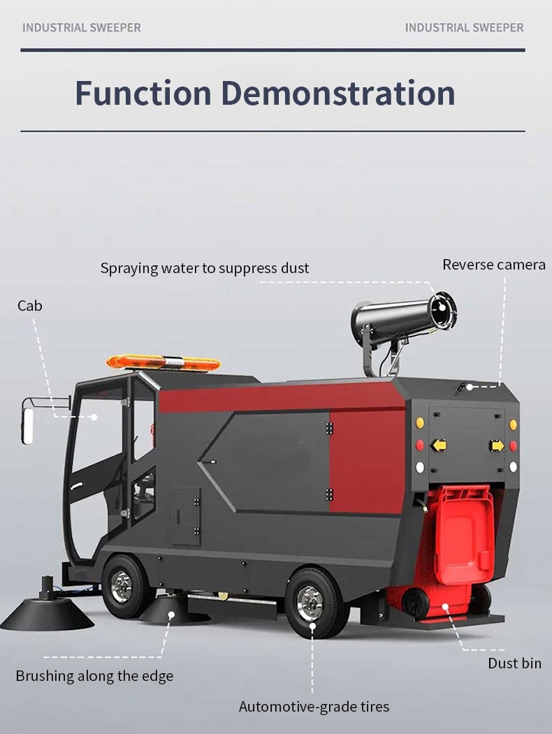  Industrial Ride-on Manual Sweeper Spraying Factory Workshop Park Road Garbage Cleaning Vehicle 